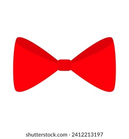 Bute big red ribbon bows. Christmas bow icon. Decoration element for giftbox present. Merry Christmas, New Year sign symbol. Flat design. Isolated. White background. Vector illustration