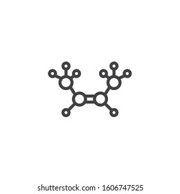 Butene molecular structure line icon. linear style sign for mobile concept and web design. C4H8 Butylene chemical formula outline vector icon. Symbol, logo illustration. Vector graphics