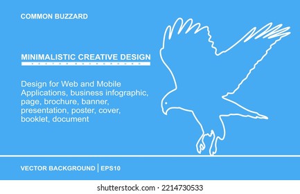 Buteo buteo or Common Buzzard minimal linear design for Web and Mobile Applications, business infographic, page, brochure, banner, presentation, poster, cover, booklet, document. Vector eps10