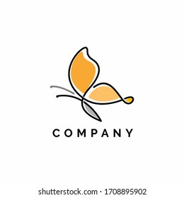 Buterfly Logo Design vector with Elegant linear and simple monoline style