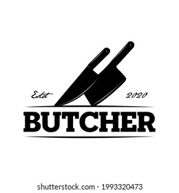 Buthcer Knife Meat Logo Template