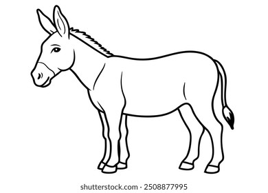 uma ilustração linear de burro cheia 