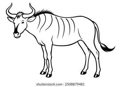 a butifull wildebeest linar lllustration 