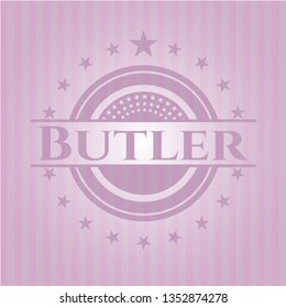 Butler badge with pink background