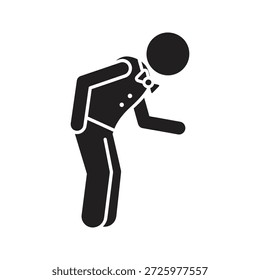 Butler bowing icon inviting with polite gesture for hospitality service hotel welcome greeting and respectful servant reception staff