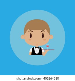 Butler cartoon illustrator vector design.