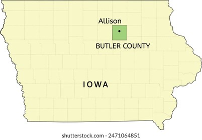 Butler County and city of Allison location on Iowa state map