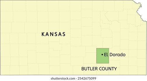 Butler County and city of El Dorado location on Kansas state map