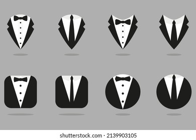 Butler Gentleman Set Icons. Vector Businessman Symbols