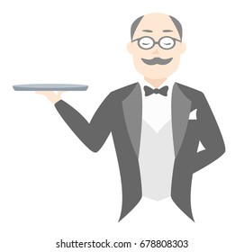 A Butler Holding A Tray