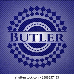 Butler With Jean Texture. Vector Illustration. Detailed.