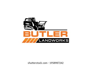 Butler logo template vector. Heavy equipment logo vector for construction company. Creative excavator illustration