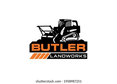 Butler logo template vector. Heavy equipment logo vector for construction company. Creative excavator illustration