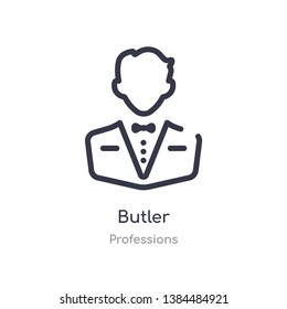 butler outline icon. isolated line vector illustration from professions collection. editable thin stroke butler icon on white background