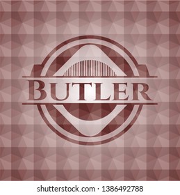 Butler red seamless geometric pattern emblem. Seamless.