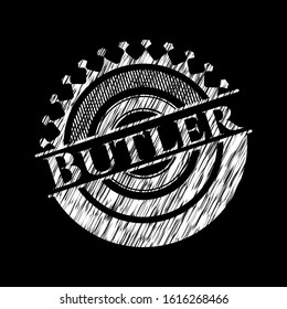 Butler written on a blackboard. Vector Illustration. Detailed.