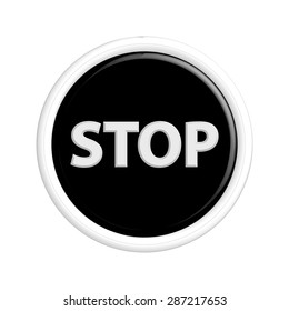 Butoon stop blackl 3d buttons. Vector illustration.