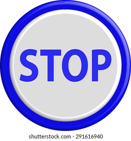 Butoon stop colorful 3d buttons. Vector illustration.