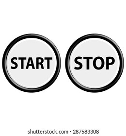 Butoon stop, start  3d buttons. Vector illustration.