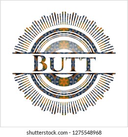 Butt arabesque emblem background. arabic decoration.