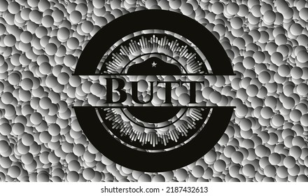 Butt black badge with bubbles background. Vector Illustration. Detailed. 