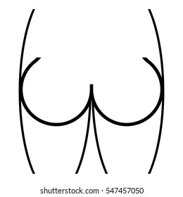 Butt icon - glyph style - black outline style