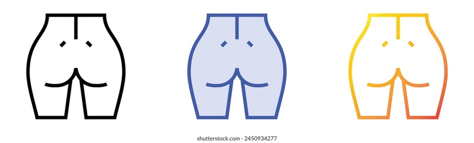 Butt-Symbol. Lineares, blaues Füllungs- und Verlaufsstil-Design auf weißem Hintergrund