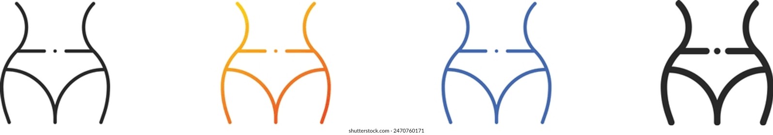 butt icon.Thin Linear, Gradient, Blue Stroke and bold Style Design Isolated On White Background