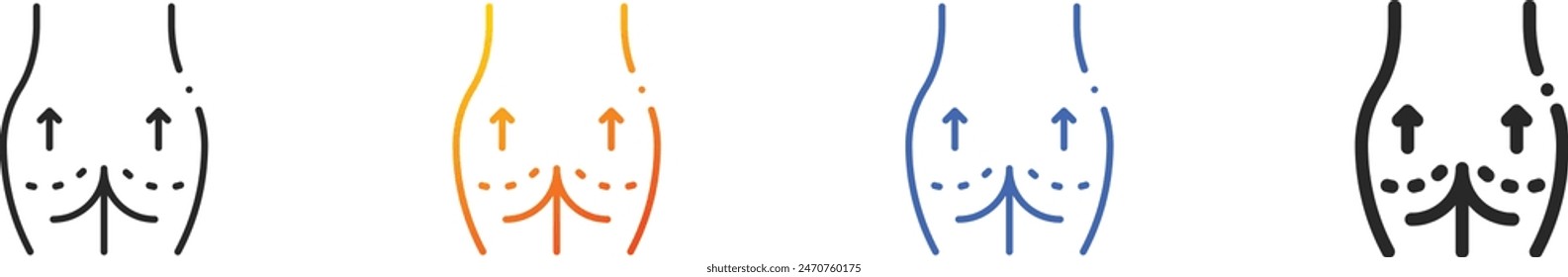 butt icon.Thin Linear, Gradient, Blue Stroke and bold Style Design Isolated On White Background