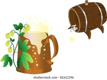 Butt, a mug of beer and hop