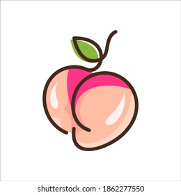 Butt shaped peach with thong panties. Funny and sexy vector illustration.