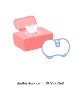 Butt wipes and diapers. Vector illustration that is easy to edit.