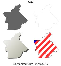 Butte County (California) outline map set