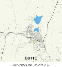 Butte, Montana, United States map poster art