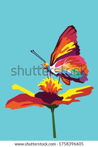 buttefly and the flower for background illustration and image
