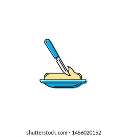 Butter bar and knife vector icon isolated on white background