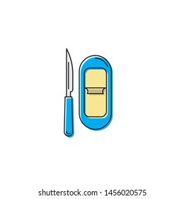 Butter bar and knife vector icon isolated on white background