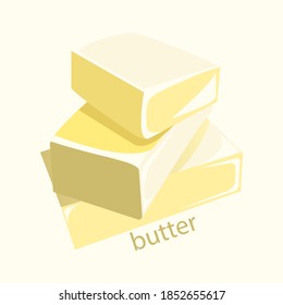 Butter bars of three pieces on a light background in vector