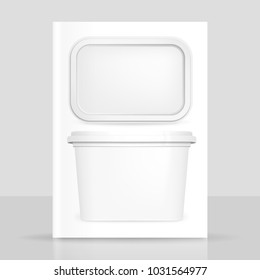 Butter box, white vector mock up, 3d container template