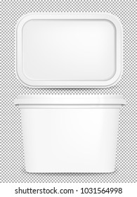 Butter box, white vector mock up, 3d container template