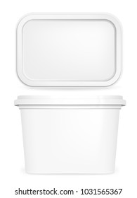 Butter box, white vector mock up, 3d container template