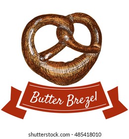 Butter brezel illustration. Vector colorful illustration of butter brezel.