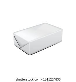 Butter cardboard white package product. Cardboard box on white Background. Mock up illustration for your design