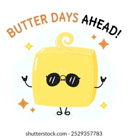 Butter character. Vector hand drawn cartoon kawaii character illustration icon. Isolated on white background. Butter character concept