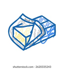 butter cheese food slice doodle icon sketch vector. butter cheese food slice sign. isolated symbol illustration
