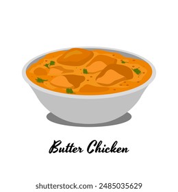 Butter Chicken Indian Cuisines Meal Delicious Art Illustration Design Vector