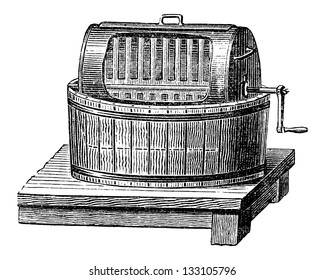 Butter Churn, vintage engraved illustration. Industrial Encyclopedia - E.O. Lami - 1875