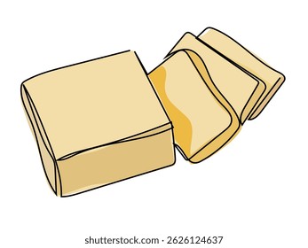 Butter in continuous line pattern on white background.