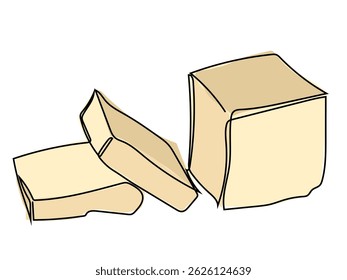 Butter in continuous line pattern on white background.