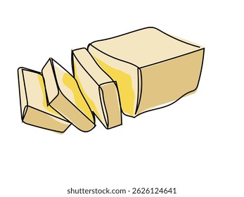 Butter in continuous line pattern on white background.